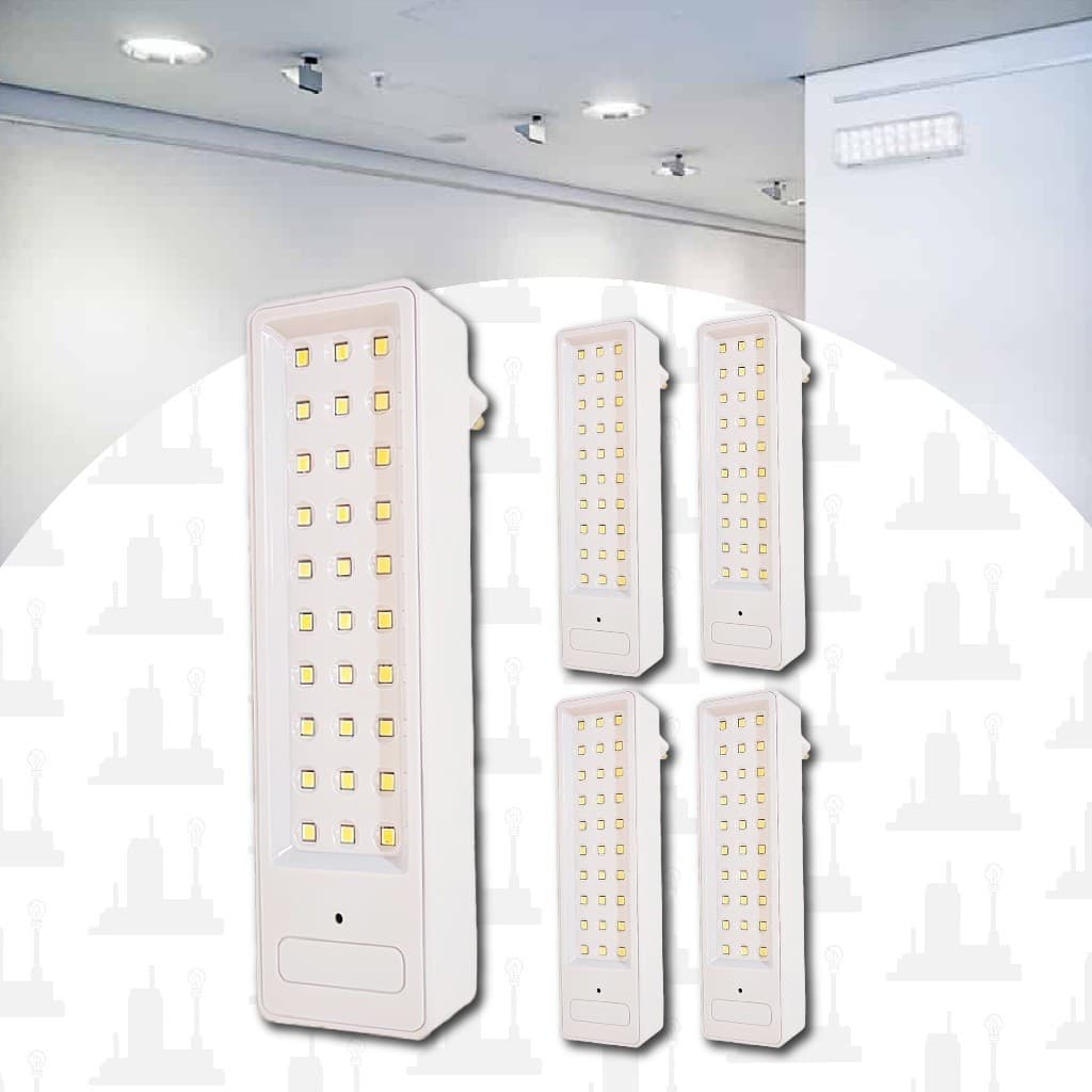 Kit 5 Luminaria de emergencia 30 leds 2W Branco Frio LED FACTORY