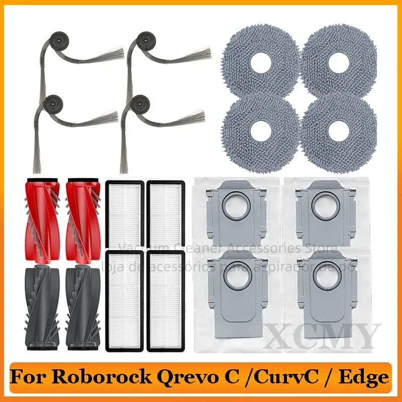Para Roborock Qrevo Curv C Pro Edge 5AE 5A1 Robô Aspirador Acessórios Principal Escova Lateral Filtro Esfregão Saco