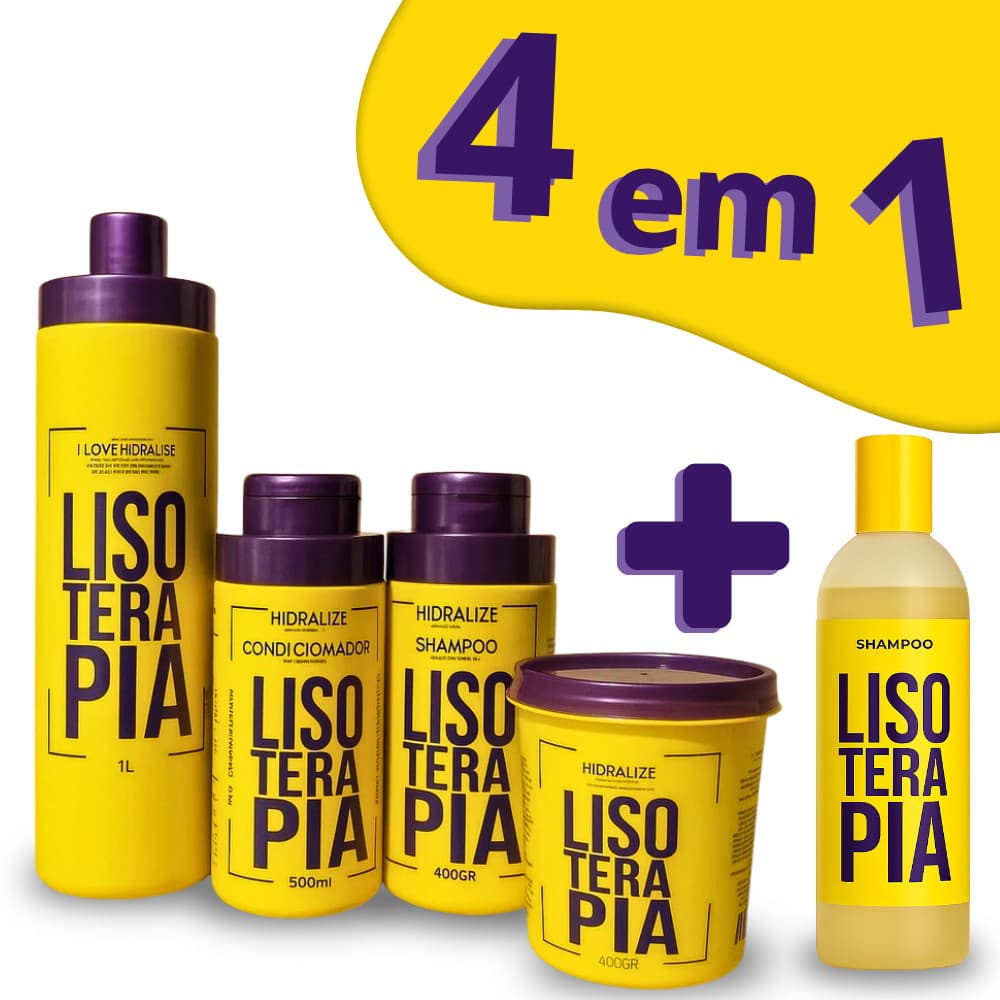 Kit Lisoterapia Progressiva Sem Formol Shampoo e Condicionador Máscara Shampoo Antirresíduo 500ml