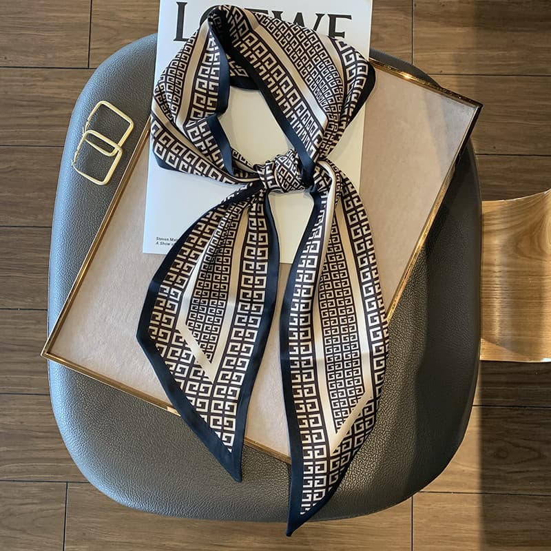 Lenço longo feminino primavera outono estilo fino dupla face cachecol estreito combinando terno camisa cachecol gravata