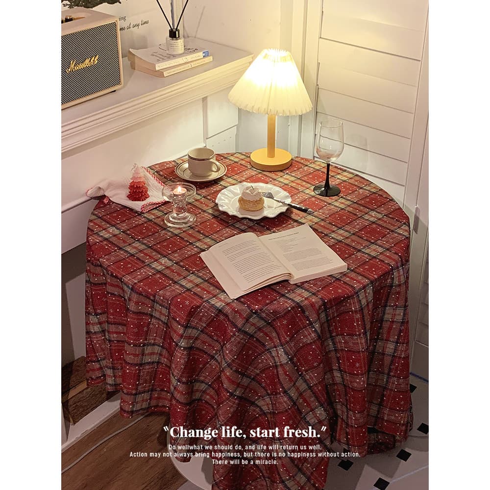Toalha de mesa de ano novo estilo ins xadrez vermelho ano novo toalha de mesa retangular High-End Retro mesa de café toa