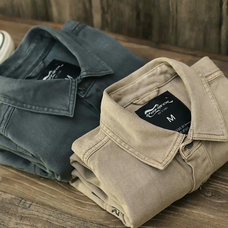 Outono inverno novo estilo Denim Workwear camisa masculina engrossado soldador de manga comprida Anti-escaldante resiste