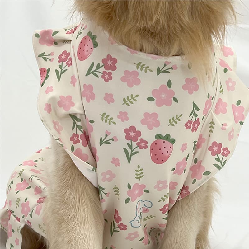 Vestido De Verão Para Cão Grande Golden Retriever Saia Floral Ananás Roupa De Labrador Samoyed Festa De Aniversário Anim