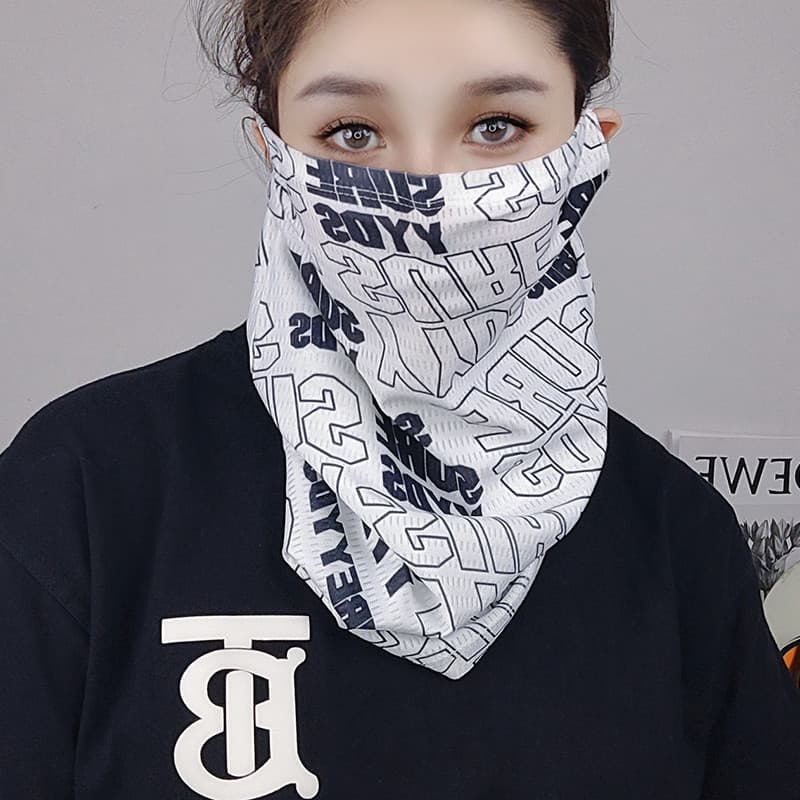 Protetor solar véu de seda gelo babador capa máscara facial capa rosto feminino pendurado orelha rosto cachecol pescoço