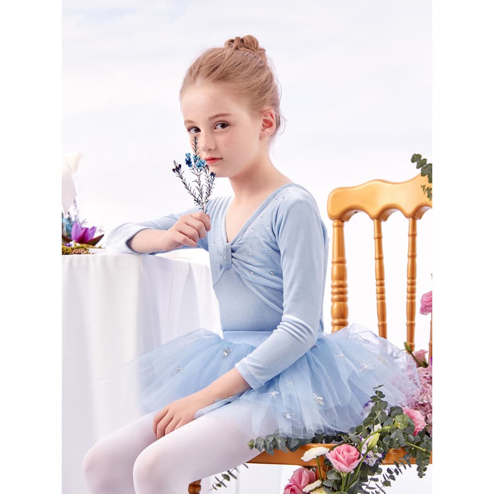 Traje de dança infantil feminino outono inverno meninas de manga comprida dança chinesa saia de balé menina traje de tes