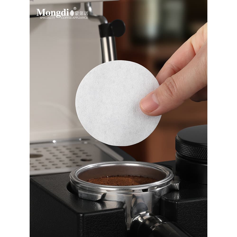 Mongdio máquina de café expresso lidar com tigela de pó filtro especial papel redondo filtro de papel de café 51/58mm Un