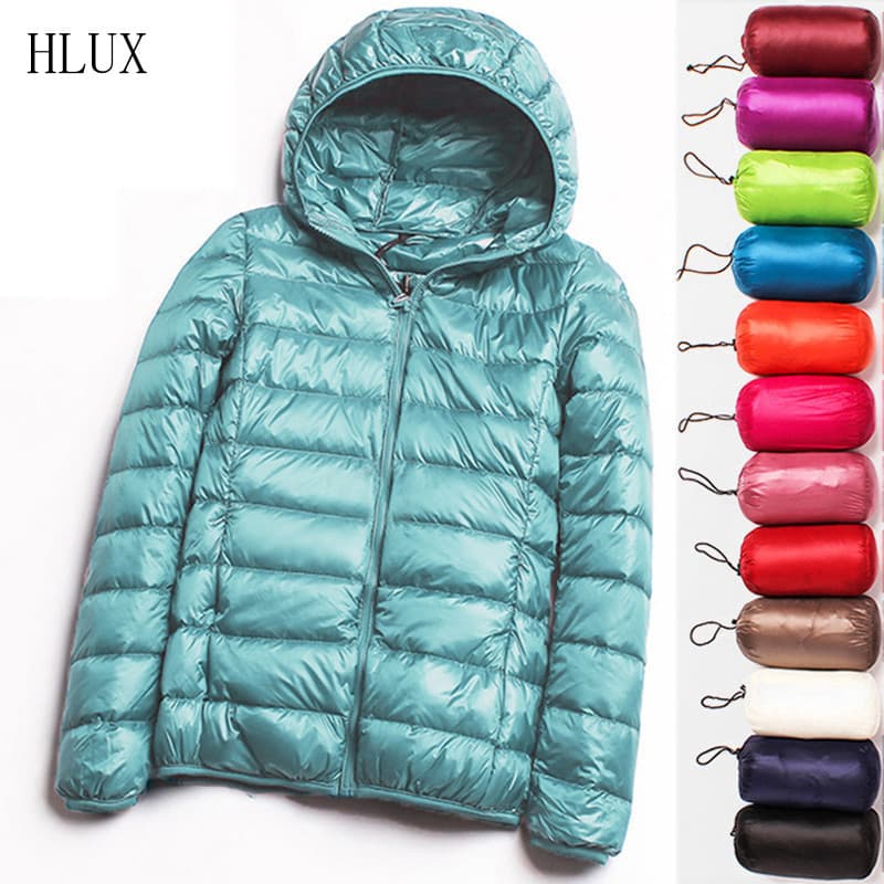 Casaco Ultra-leve Plus Size 90% Para Mulheres, Outono-Inverno 2026, Curto, Slim, Com Capuz, Enchimento de Penas de Pato