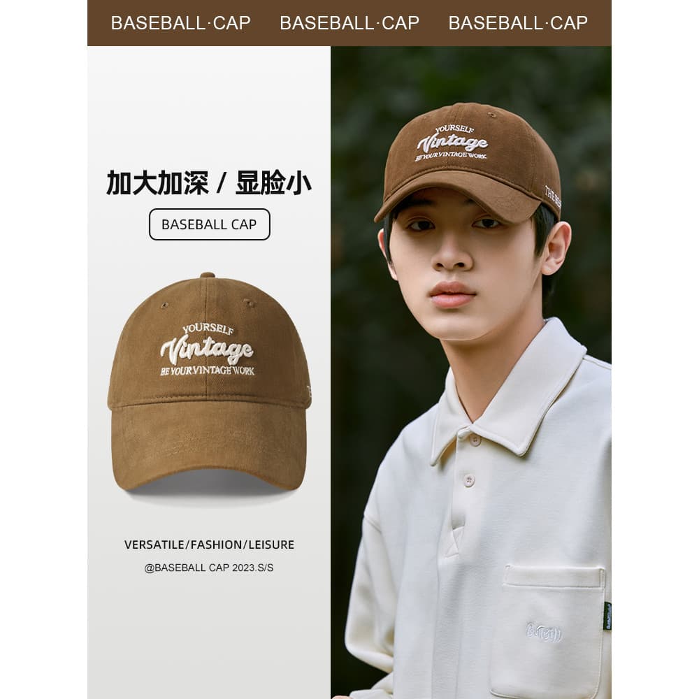 Versão coreana boné de beisebol masculino 2026 novo estilo primavera outono carta bordado chapéu profundo topo aba alarg