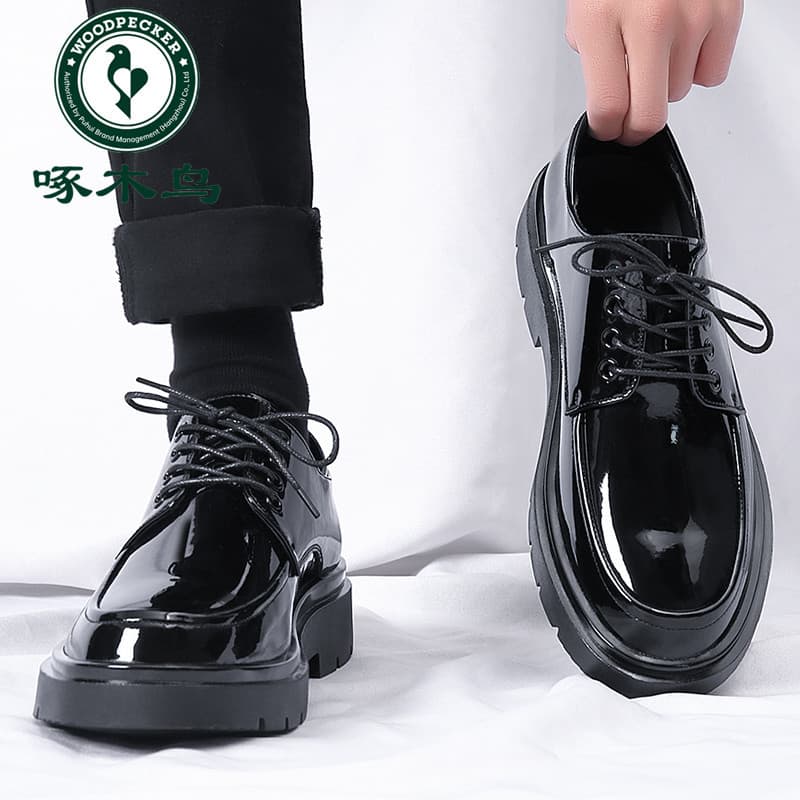 Woodpecker sapatos masculinos de couro genuíno com sola macia sapatos casuais de negócios masculinos na moda All-Match s