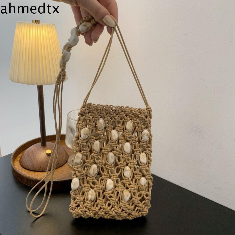 Bolsa Crossbody Com Miçangas AHMEDTXB , De Telefone Tecida Contas Estilo Coreano Boêmio Praia Trançada