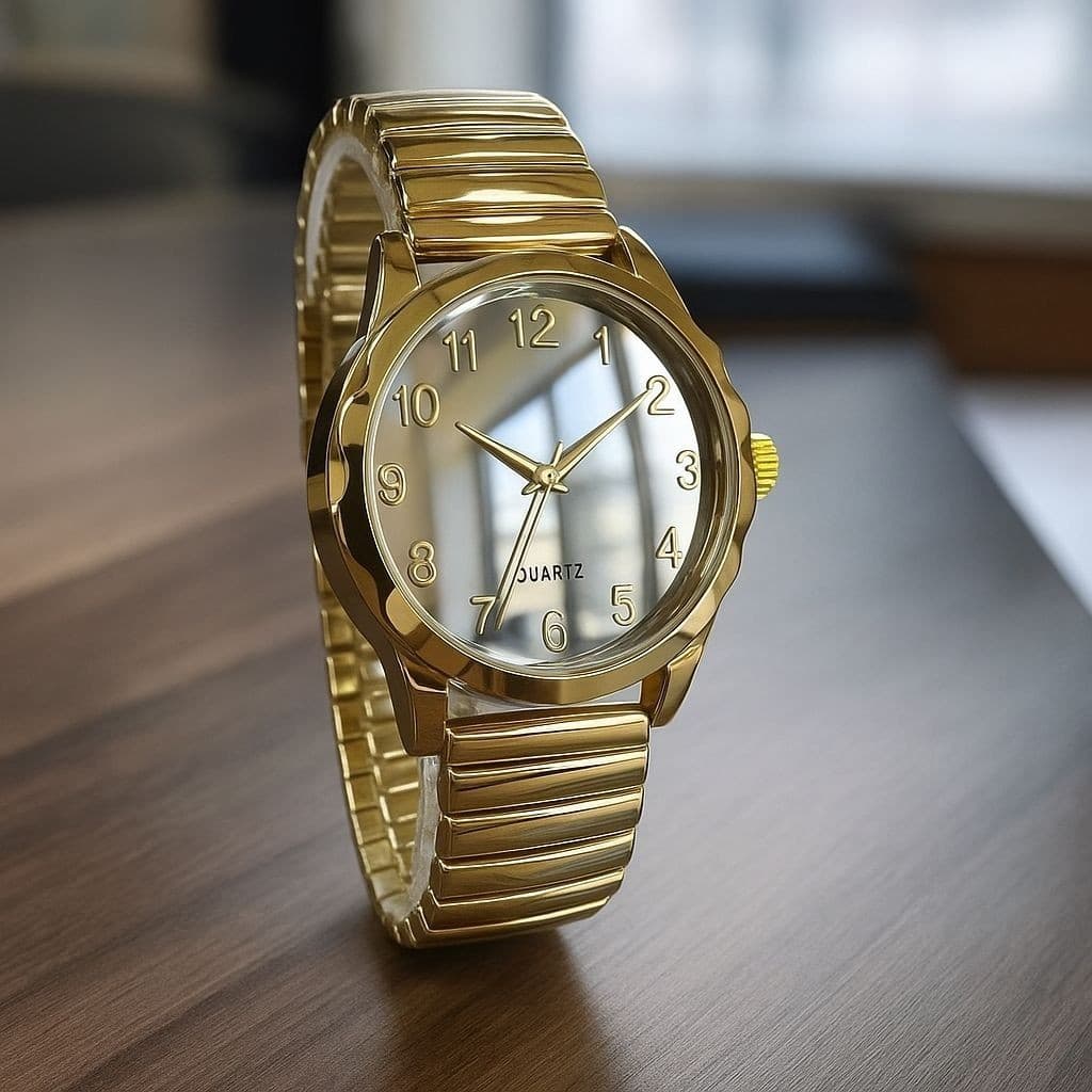 Relógio Feminino Prova D´agua de Quartzo Pulseira Elástica Analógico Pulseira em Aço Bracelete de Mola Relógio de Metal