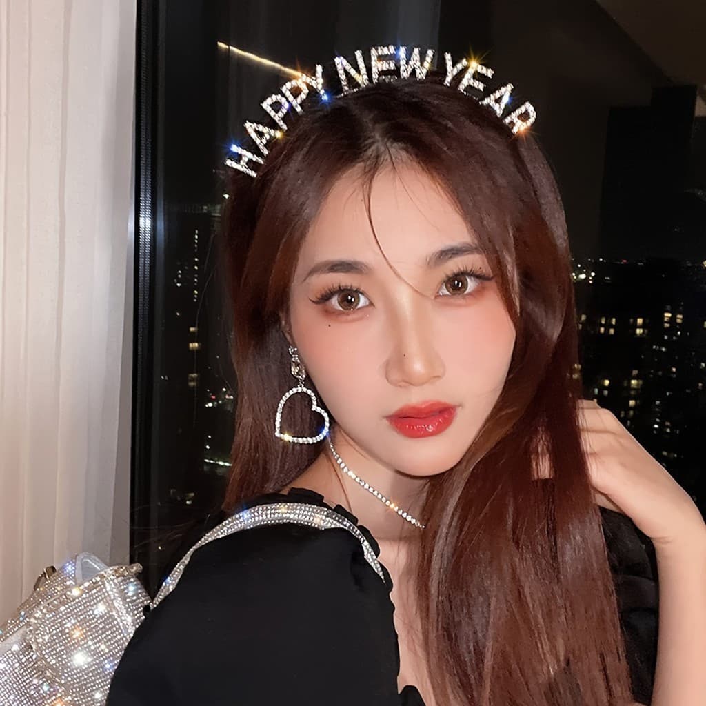 Tiara de Ano Novo - Com Strass Brilhantes, Perfeita para Festas de Réveillon e Natal