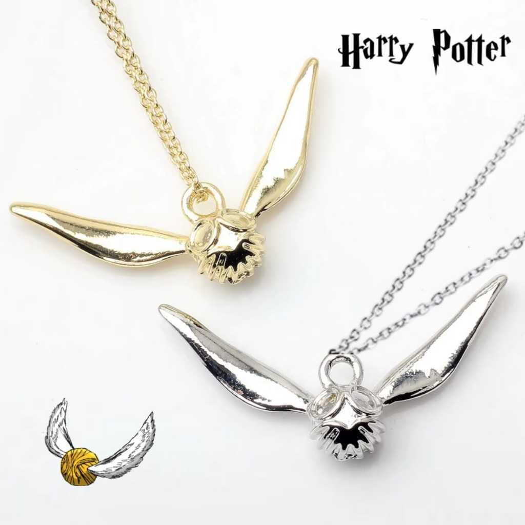 Colar Pingente Harry Potter Pomo de Ouro Corrente Aço Inox Prata Dourado Golden Snitch Geek Presente