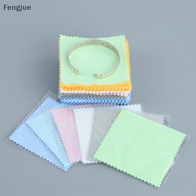 Fengjue 50Pcs Pano De Polimento De Prata Sterling Panos De Limpeza De Cor Com Embalagem Individual Suave Para Jóias BR