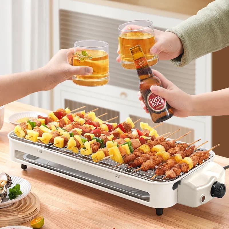 Grelha elétrica fogão sem fumaça Rack de churrasco doméstico grelha elétrica pan máquina de churrasco ao ar livre grill