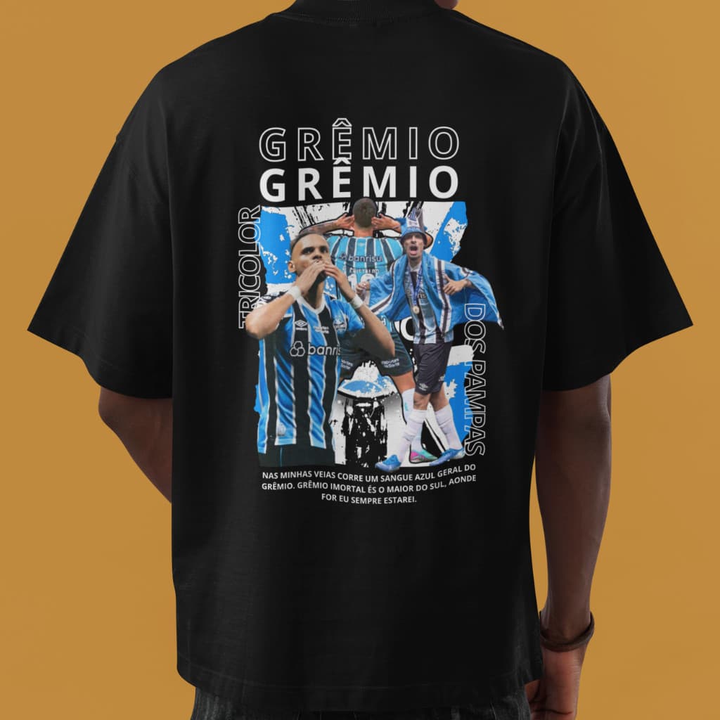 Camiseta Grêmio Tricolor Estampa Torcida Imortal Tricolor Time Futebol Montagem Streetwear