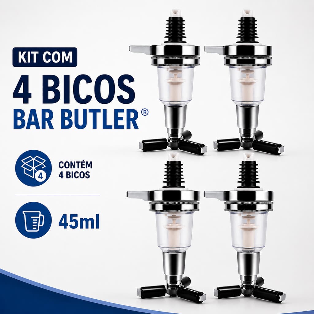 Dosador para Dispenser de Bebidas Bar Butler Bico Reposição 45ml kit com 4