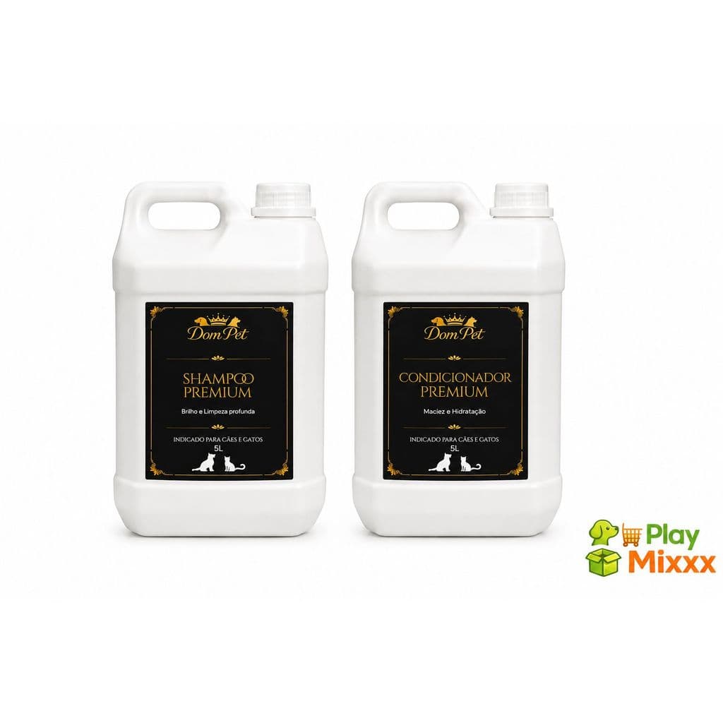 Kit Shampoo + Condicionador Pet Dom Pet 5 l | Brilho e Hidratação cães, cachorro e gatos.