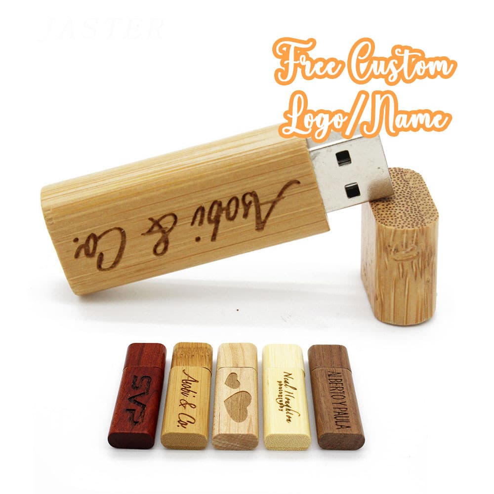 JASTER Free Personal Logo Usb 2.0 Flash Drives 64GB Pendrive De Madeira 32GB Gravação A Laser 16GB Presente Criativo Sti