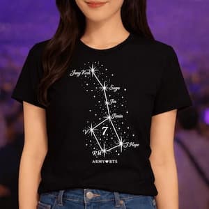 Camiseta Masculina Feminina Oversized BTS Constelação ARMY Estampa Streetwear T-shirt