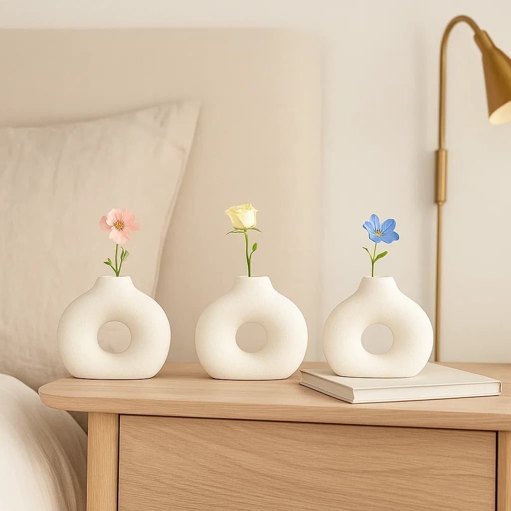 Kit Vaso 3 Peças Estilo Moderno Elegante para Sala Estante Aparador e Mesa Triolily
