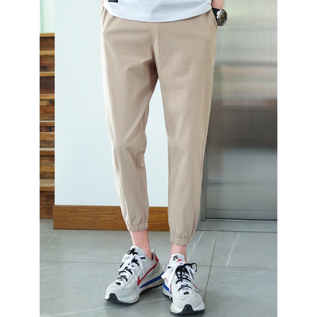 Calças de tornozelo masculinas verão fino puro algodão tornozelo comprimento Sweatpants calças casuais masculinas ajuste