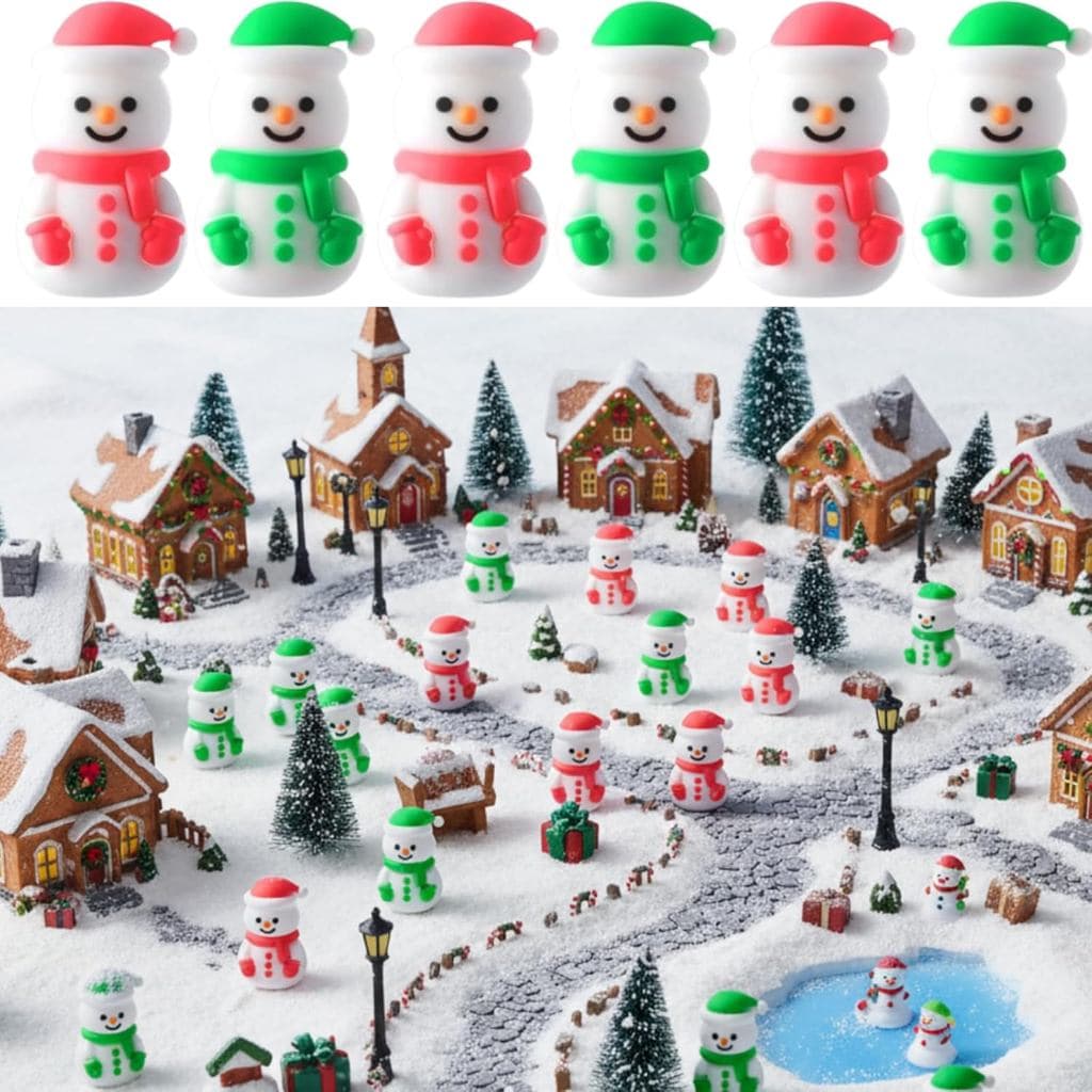 Chunful 30 Peças Mini Figuras de Bonecos de Neve de Inverno, Pequenas Miniaturas de Bonecos de Neve para Decoração de Pa