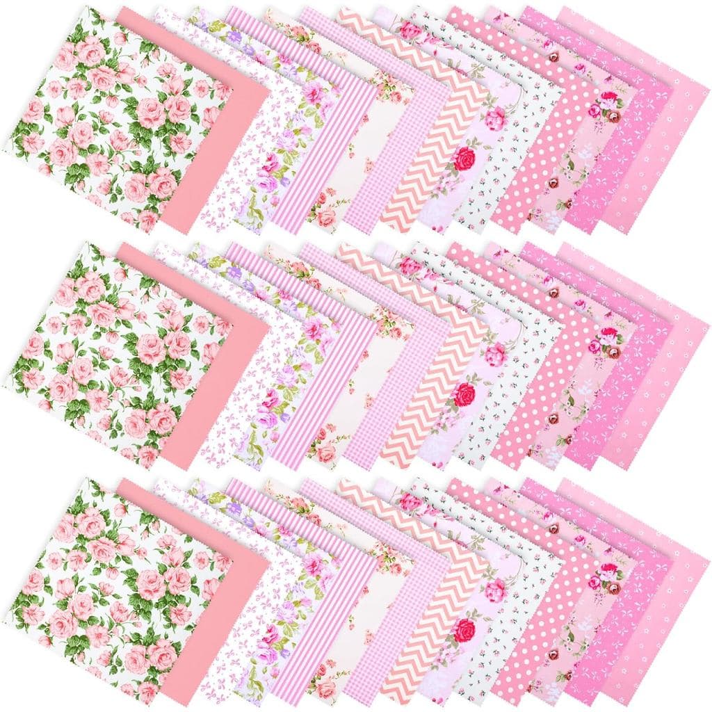 42Pcs 9.8"x9.8" Quilting Cotton Fabric Squares, Sewing DIY Patchwork Craft Fabric, Pre-Cut Printed Floral Craft Fabrics,