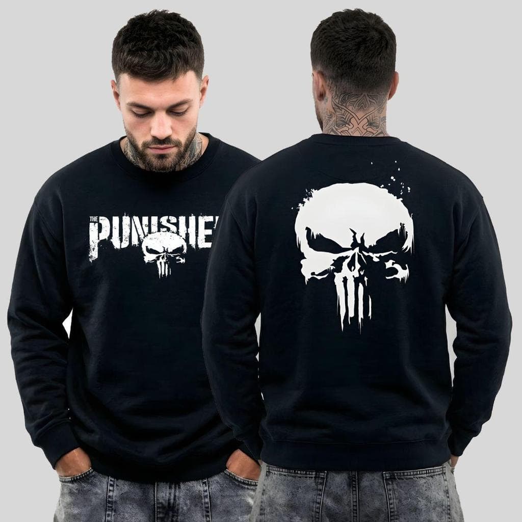 Agasalho de Moletom Punisher O Justiceiro Estampado Blusa De Frio Gola Redonda Moletom Flanelado
