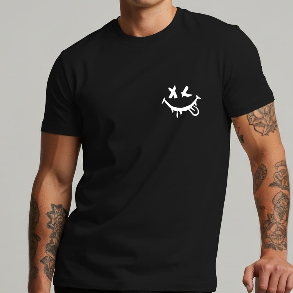 TShirt Camiseta Masculina Básica Sorriso Streetwear Estampada 100% Algodão Camisa