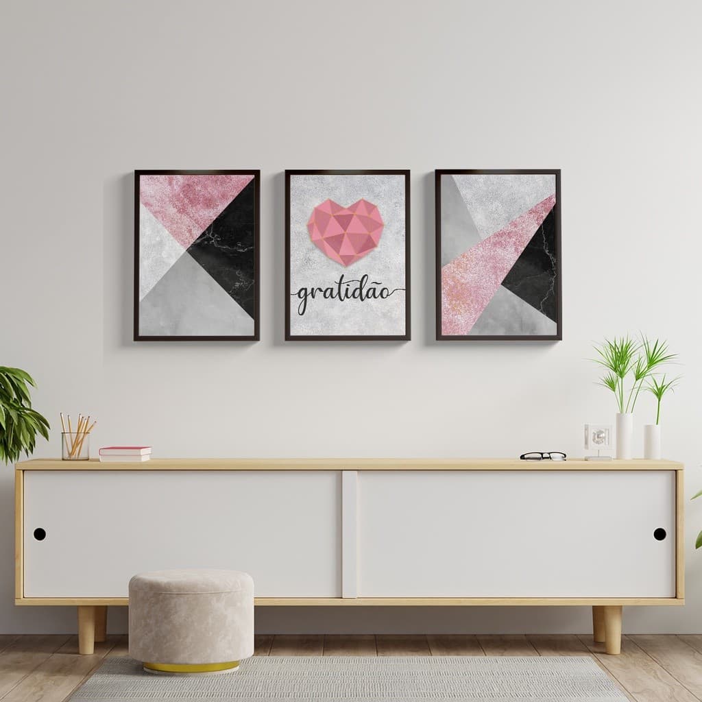 Kit 3 Quadros Decorativos 40X60 Com Moldura