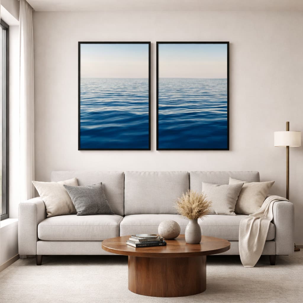 Conjunto Quadros Decorativos 50x70 cm Gigante Para Sala Ampla Oceano