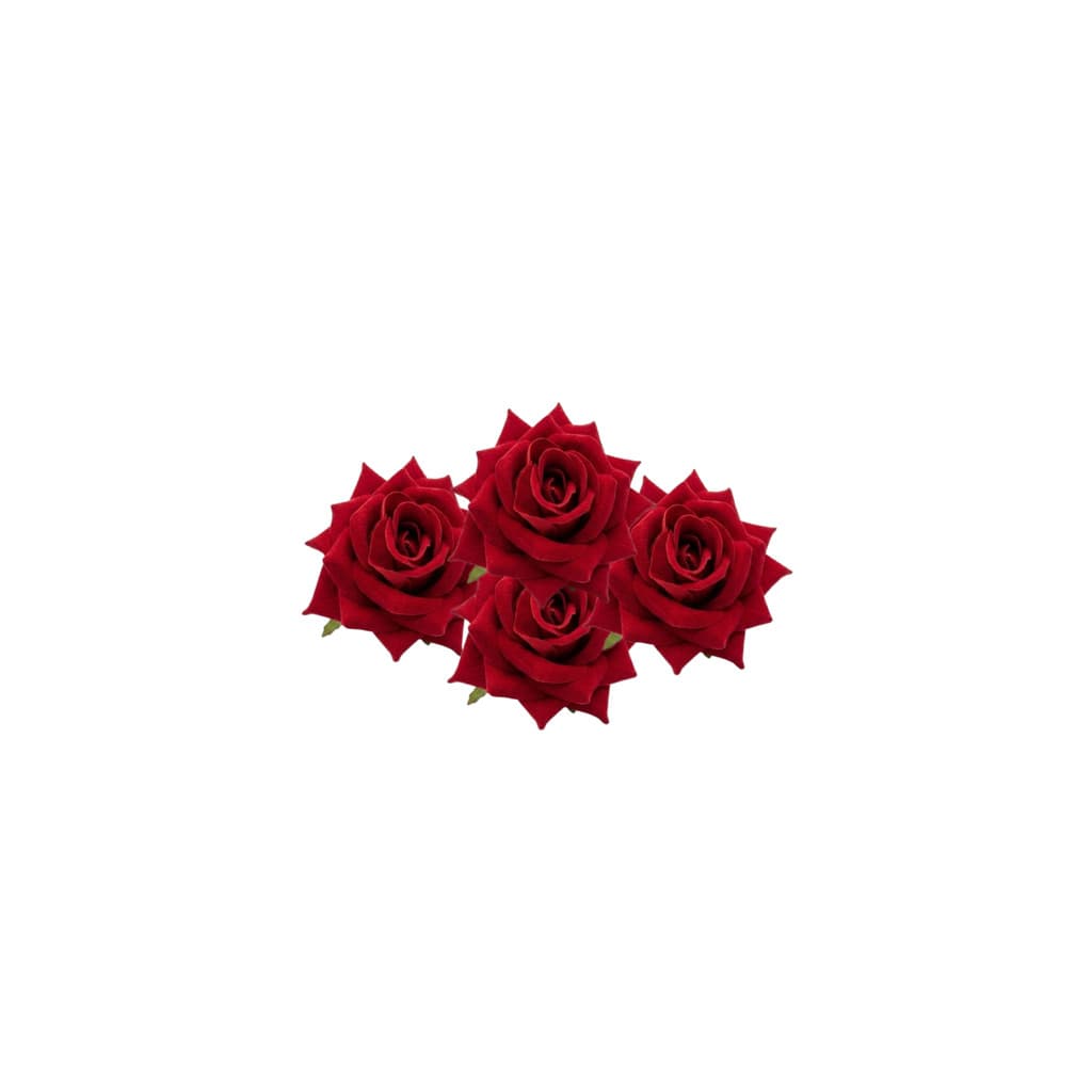 Kit 4 Broche Rosa Vermelha Cabelo Vermelha de Veludo Premium