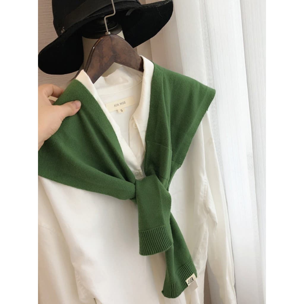 Estilo coreano verde malha xale exterior jogo feminino primavera outono pequeno cachecol quente ar condicionado almofada