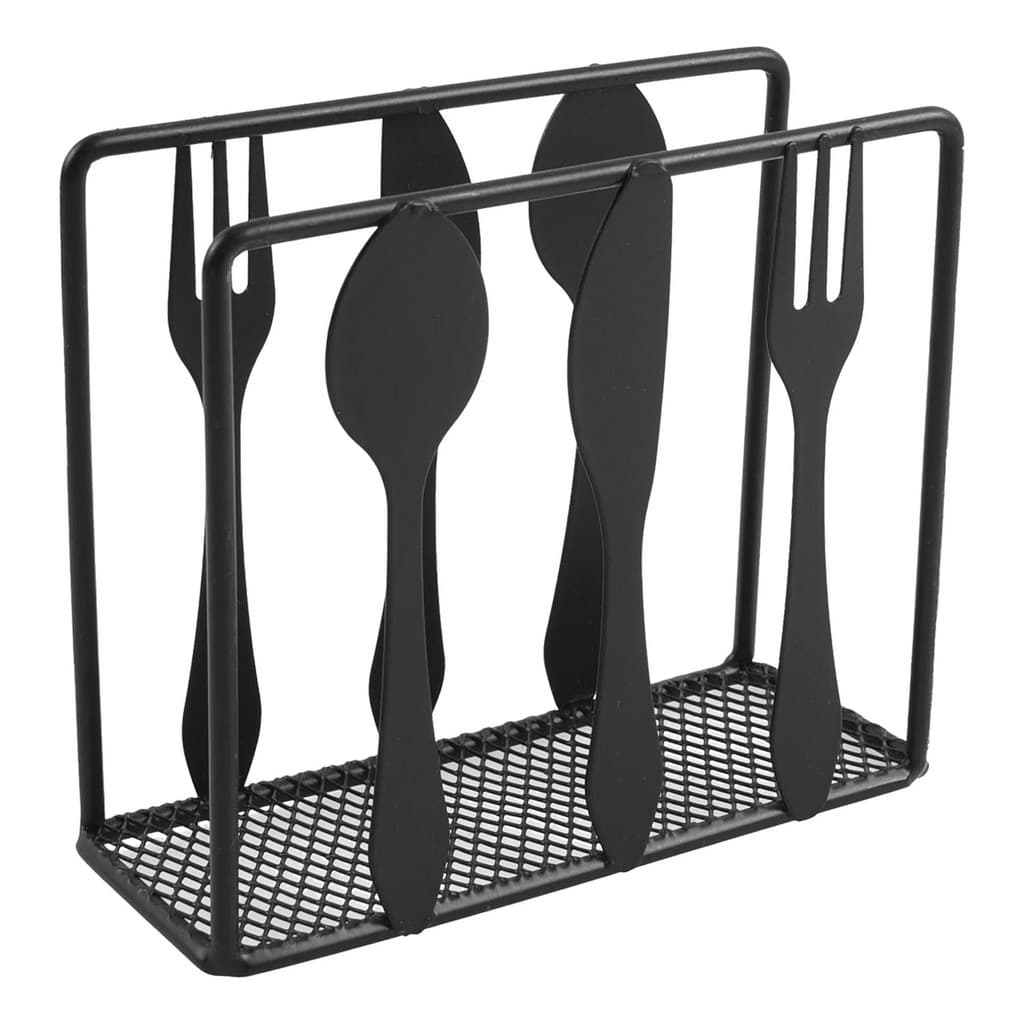 Porta Guardanapo Decorativo Em Metal Preto - Talheres