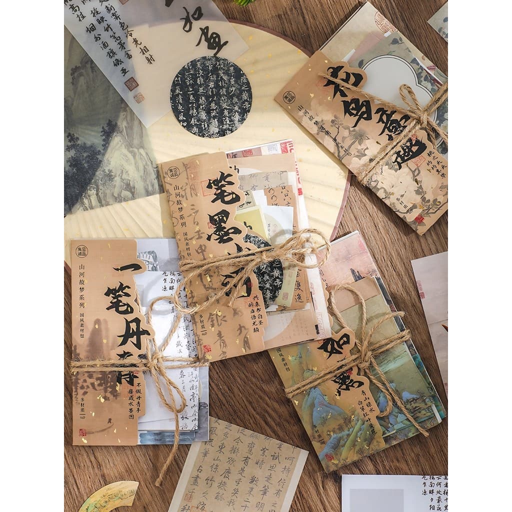 Montanha rio sonho estilo chinês Material pacote manual nacional na moda adesivos estilo antigo estilo nacional adesivos