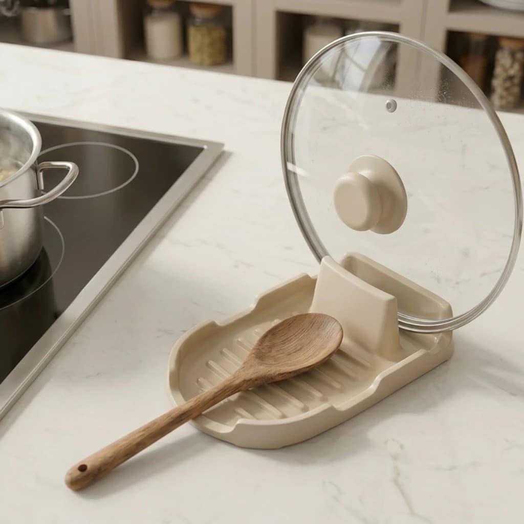 Organizador Utensílios Cozinha Suporte Tampa Colher Bancada Descanso Porta Colher Descanso Panela Organizador