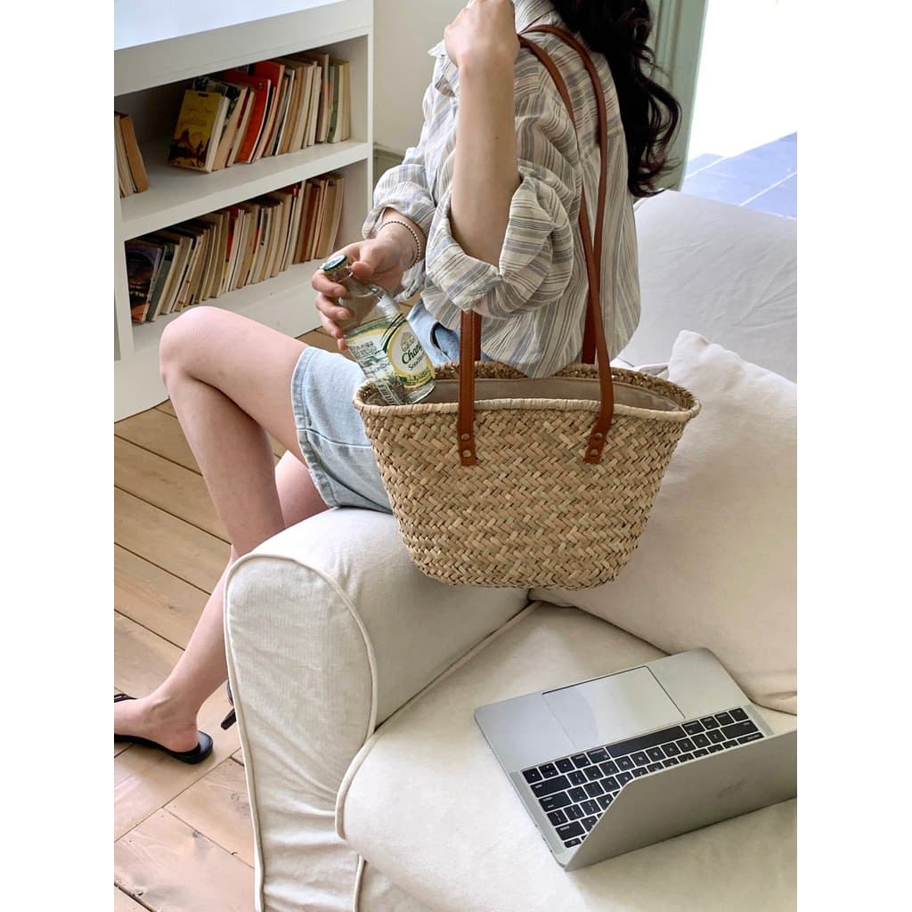 CHAWOOL Retro Simples Bolsa de Palha de Um Ombro High-End Sense Grande Capacidade Casual Seaside Beach Férias Bolsa de T