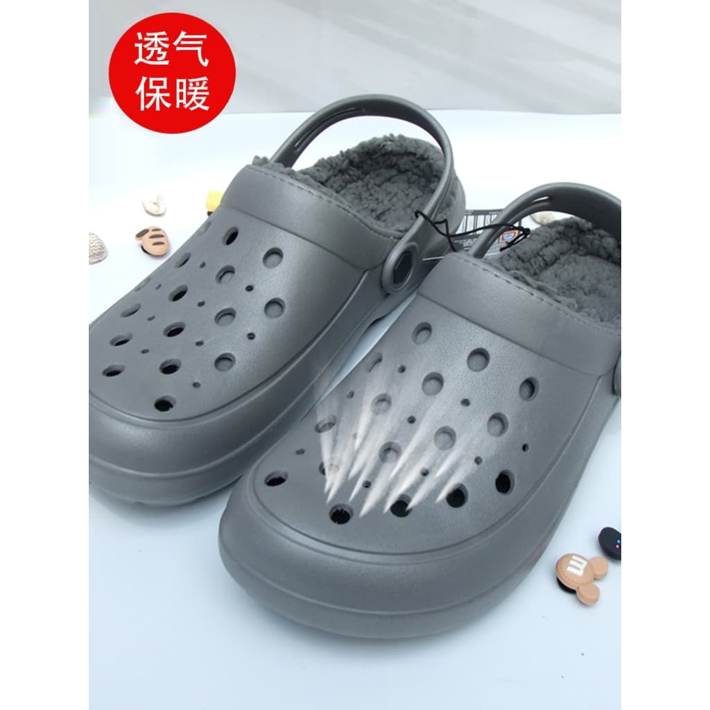 Velo-fleece buraco sapatos outono inverno sapatos de algodão quente chinelos de algodão das mulheres dos homens casais a