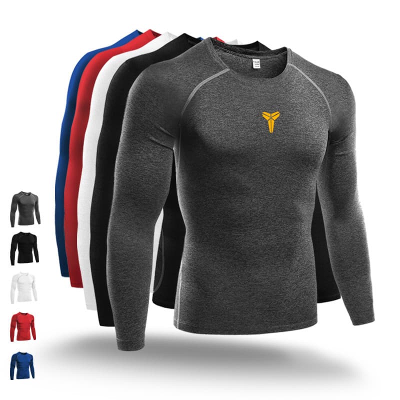 Primavera esportes collants masculino alta elasticidade correndo de secagem rápida de manga comprida terno de treinament