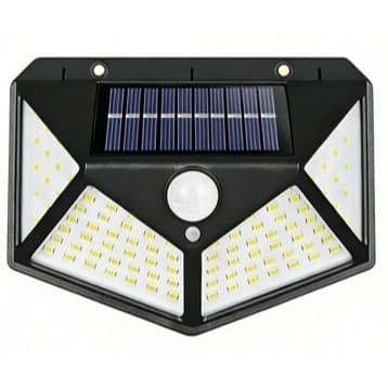 Luminária Solar 100 Leds Arandela 20 Watts com Sensor de Presença Automático Luz Externa de Parede Jardim