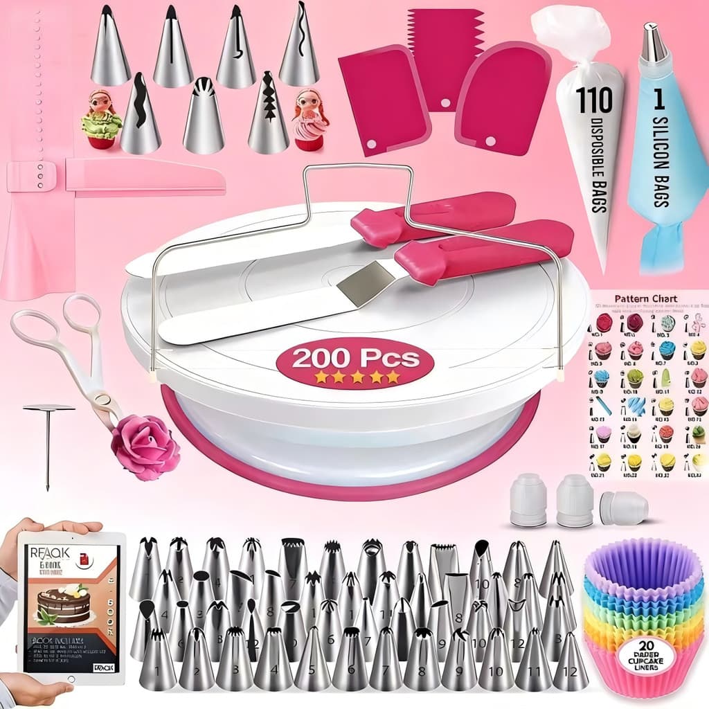 KIT 200/72pcs Decoração de Bico de Aço Inoxidável para Bolo-para Decorar Bolos,Cupcakes e Cookies,Presente para Confei