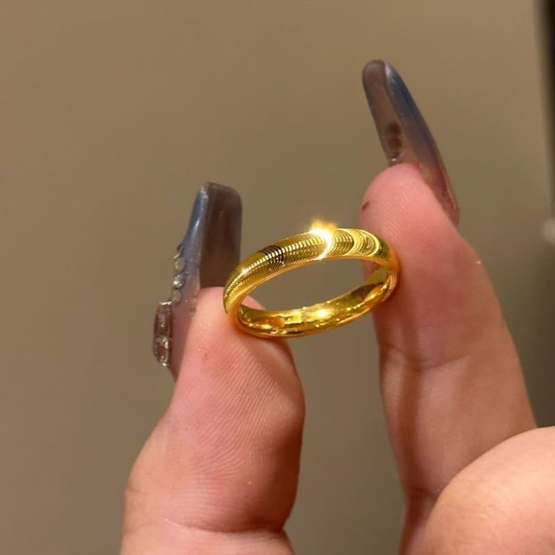 Delicado Opala Brilhante Anel Ondulado Simples Ouro E Prata Casal Jóias Presente