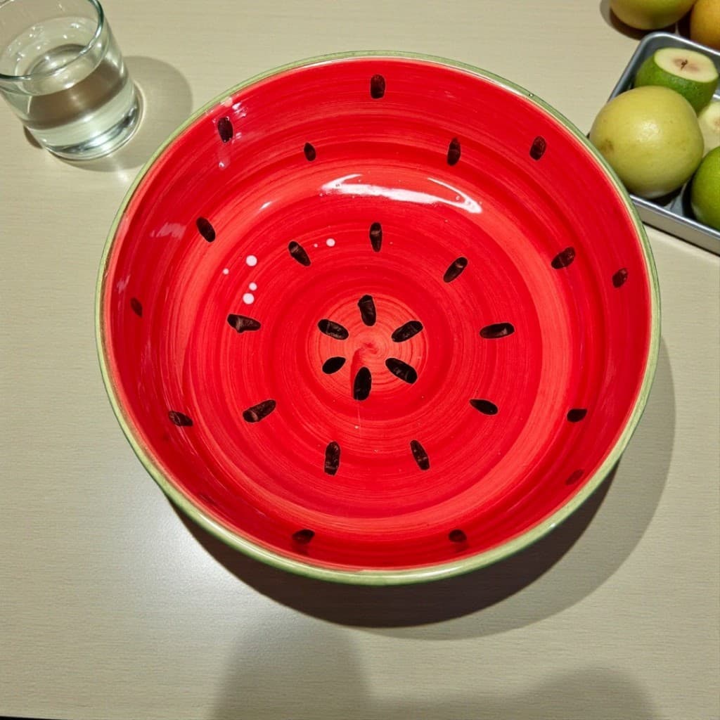 Tigela Bowl De Cerâmica Melancia 2º Linha Defeitos de Fabricação para Cozinha Frutas Cereais Salada