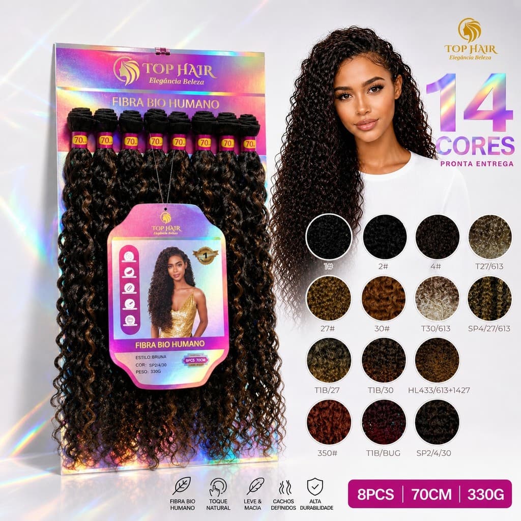 Top Hair Cabelo Cacheada 70cm 8pçs Fibra Bio Humano Para Trança Crochet Box Braids Twist Jumbo Volume BRUNA