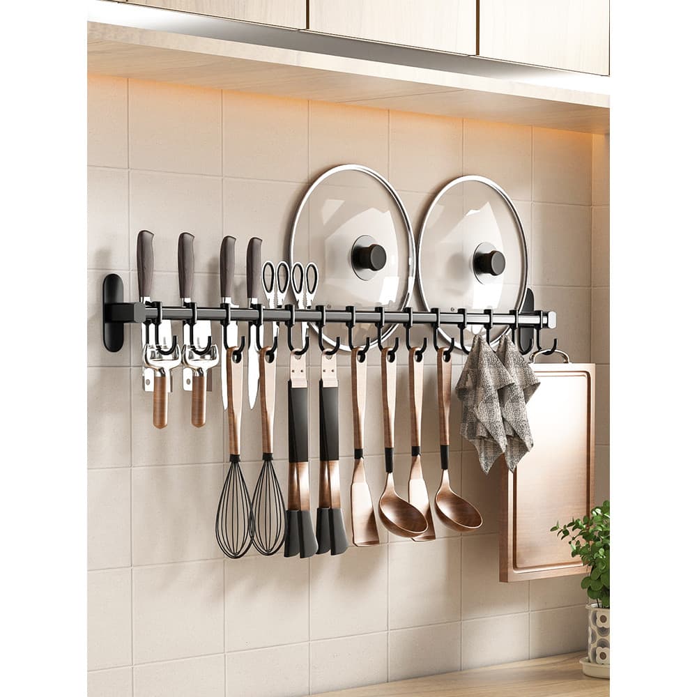 Espátula de cozinha rack gancho haste longa sem perfuração fixado na parede faca rack faca rack de armazenamento de uten