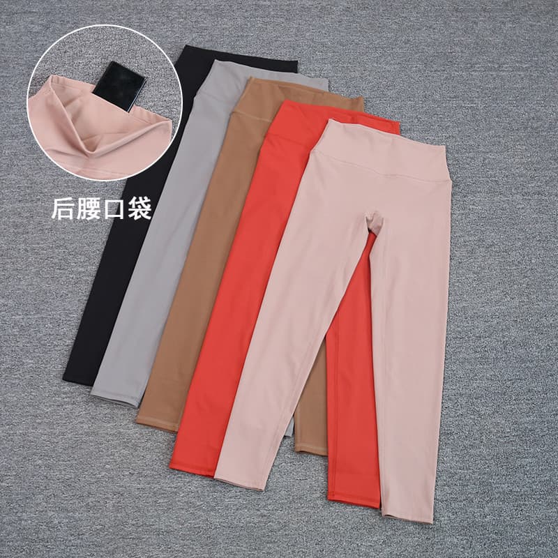 Calças de Fitness escovadas dupla face femininas, cintura alta, bolso, Leggings, uso externo, corrida, levantamento de q