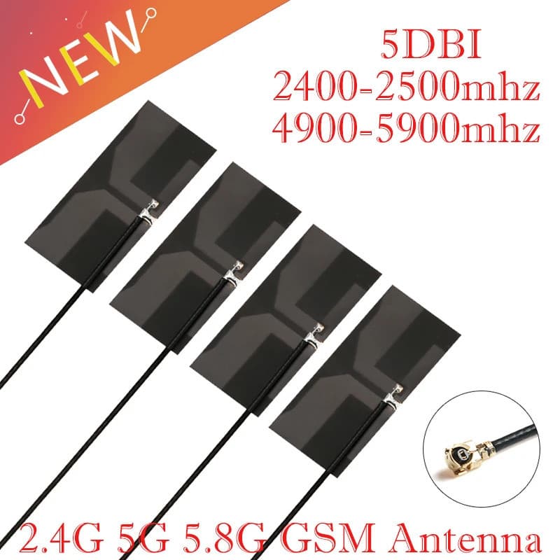 Antena De Banda Dupla , 4 Unidades , 2.4G , 5G , 5.8G , Módulo Wi-Fi , Embutida , Alto Ganho , 5DBi , Conector Omnidirec