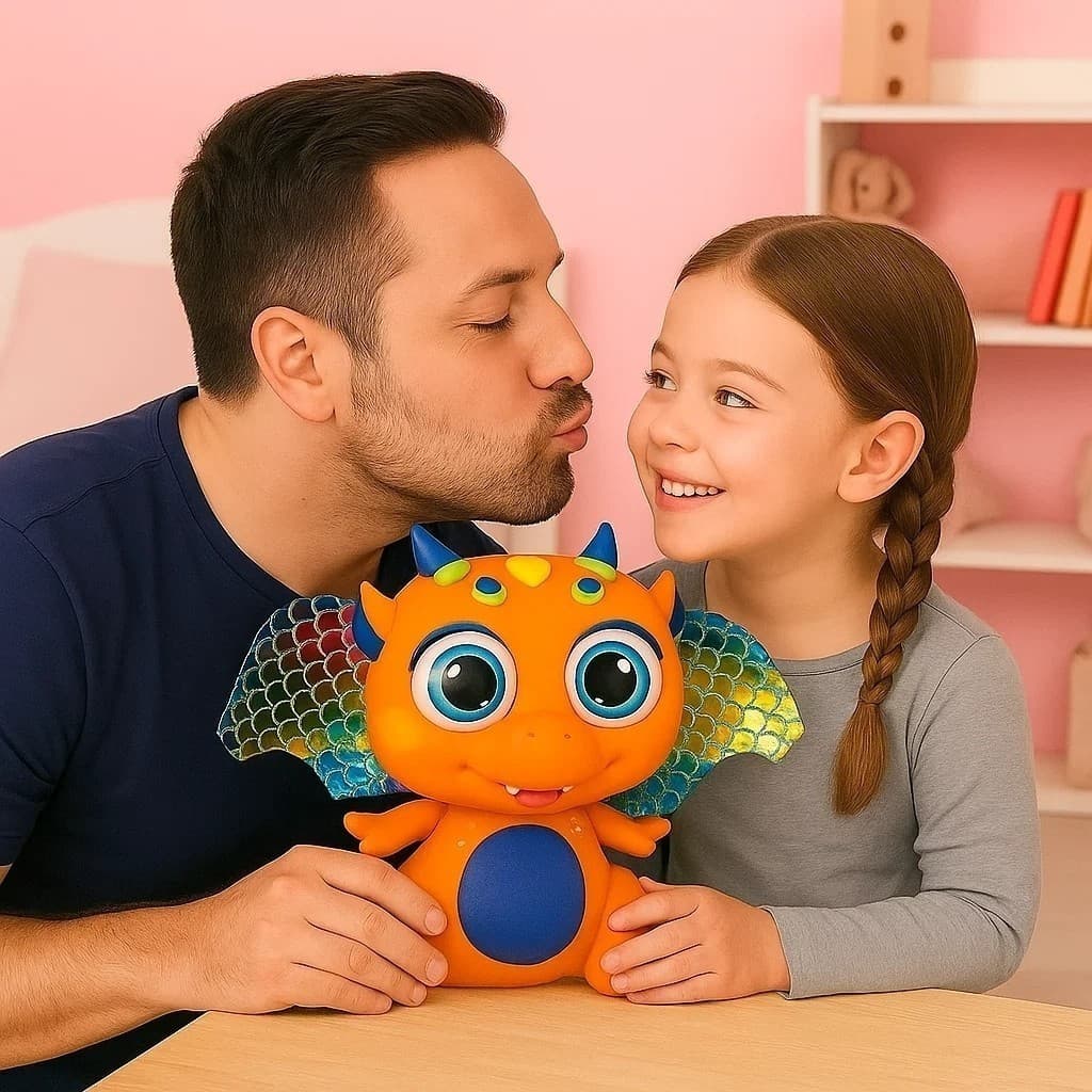 Bebê Dragão com Asas Laranja Brinquedo Boneco Infantil Presente Voador