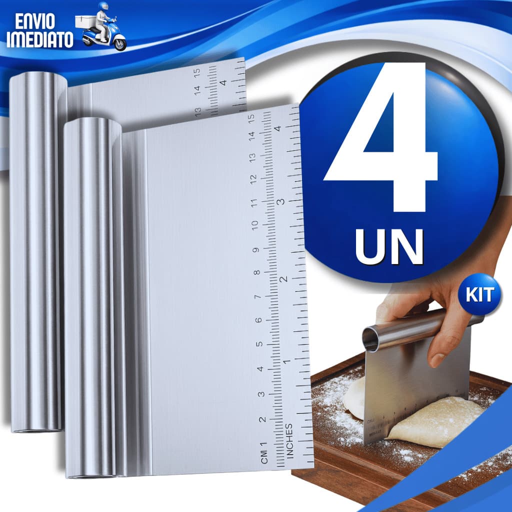 Utensílios Espátulas Inox Cortador Raspador Massa Bolo Régua 16Cm Premium Confeitaria Pão Multiuso